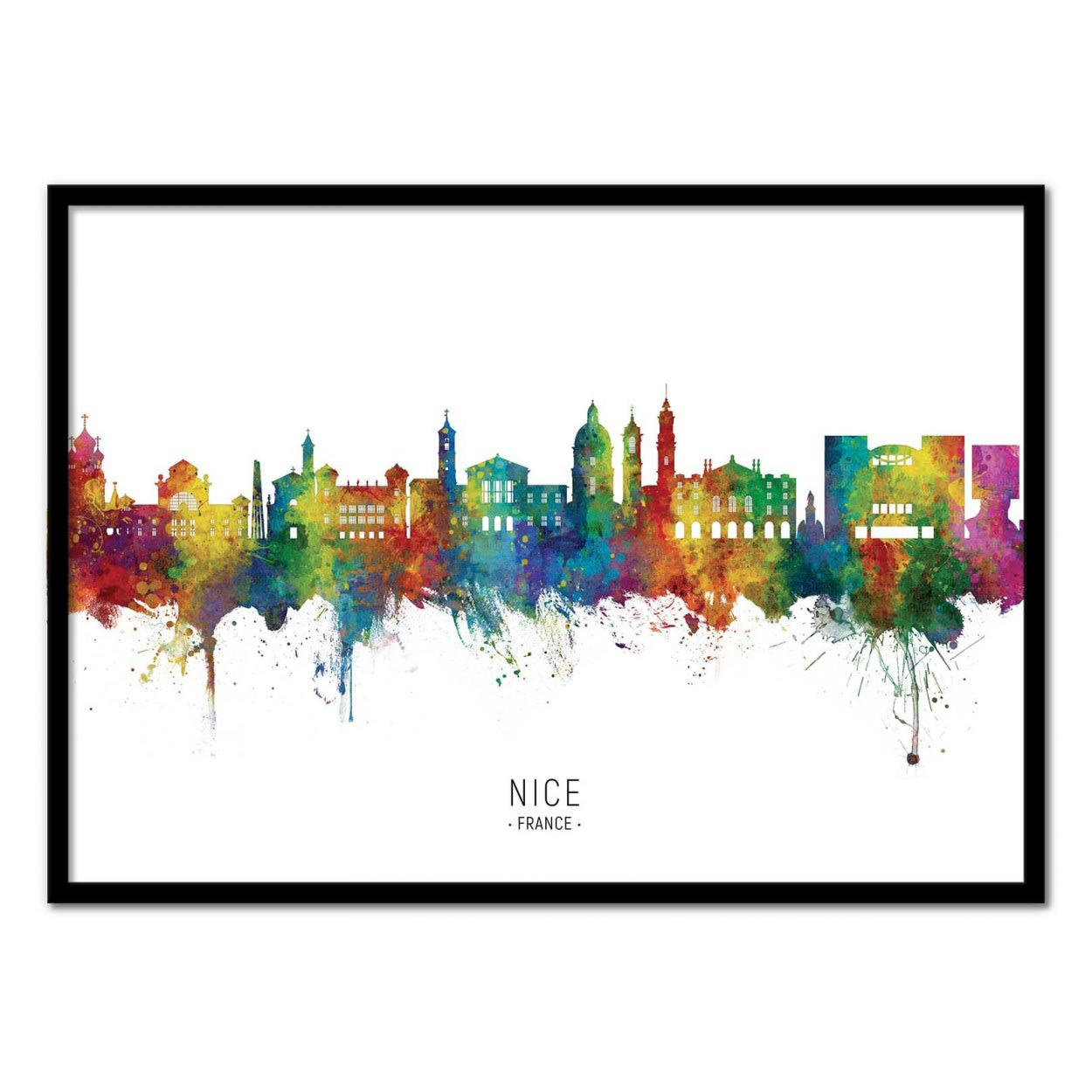 MICHAEL TOMPSETT - NICE FRANCE SKYLINE (COLORED VERSION) -  Affiche d'art 50 x 70 cm
