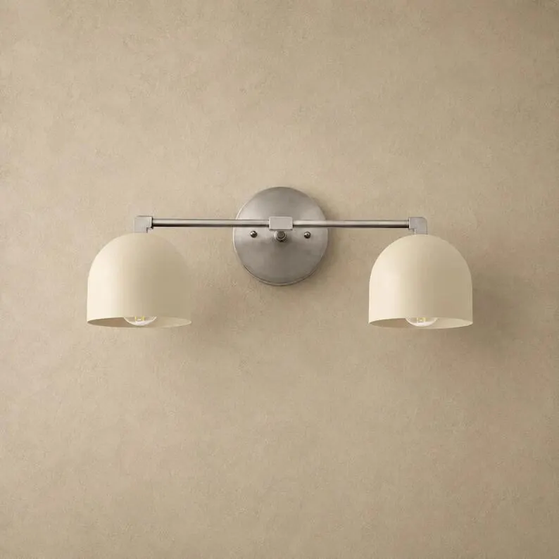 Brass Wall Light | Modern Vanity Sconce with Half Ball Shades | Mid Century Bedroom & Living Room Lighting | Handmade Brass Fixture