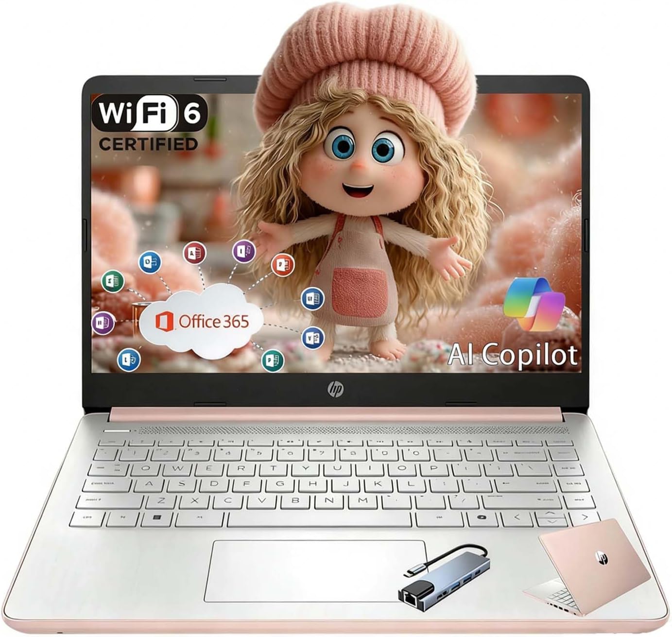 HP Stream 14 Laptop for Student Business, Microsoft Office 365, Copilot AI, 4GB RAM, 128GB UFS, Intel N150 (Quad-core), Wi-Fi 6, Bluetooth 5.4, Windows 11 S (14.0, Inches, Rose Gold, 128.0, GB, 4, GB)
