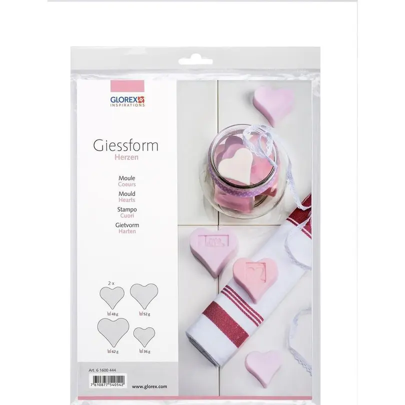 Silikonform 4er-Set Giessform Herzen