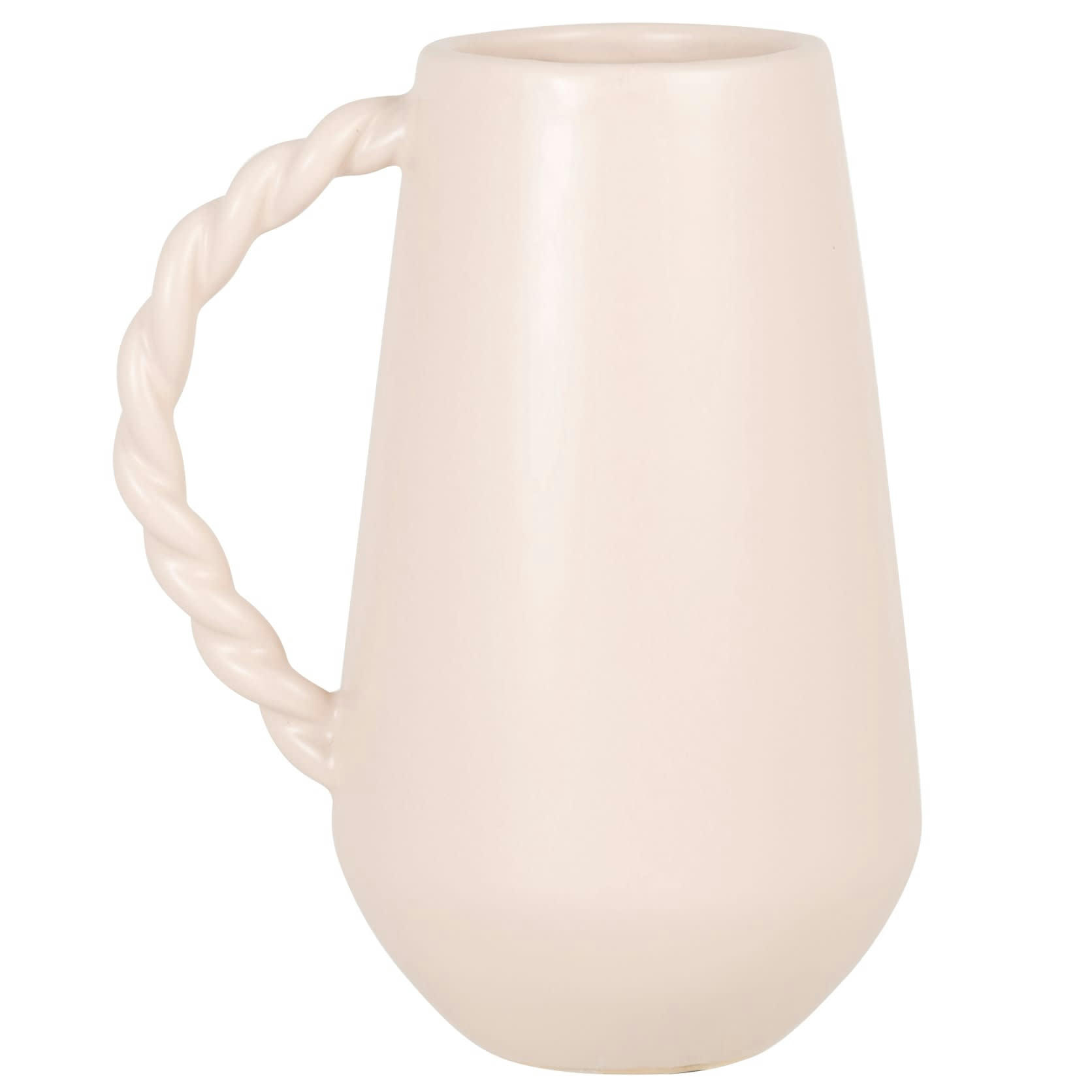 ISAAC - Vase à anse en grès rose clair H23