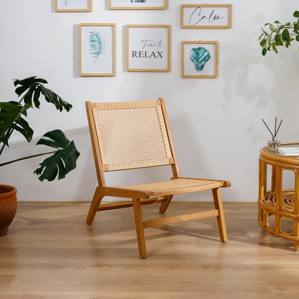 Buitensfauteuil van Massief Acaciahout en Rotan