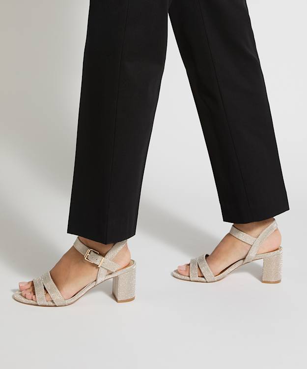 Merisa Gold - Two Part Block Heel Sandals