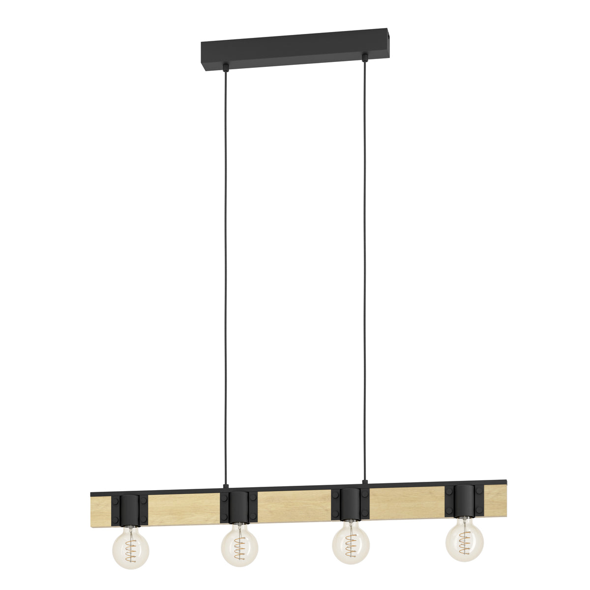 EGLO hanglamp Bailrigg - e27 - 89,5 cm - zwart/bruin - hout/staal