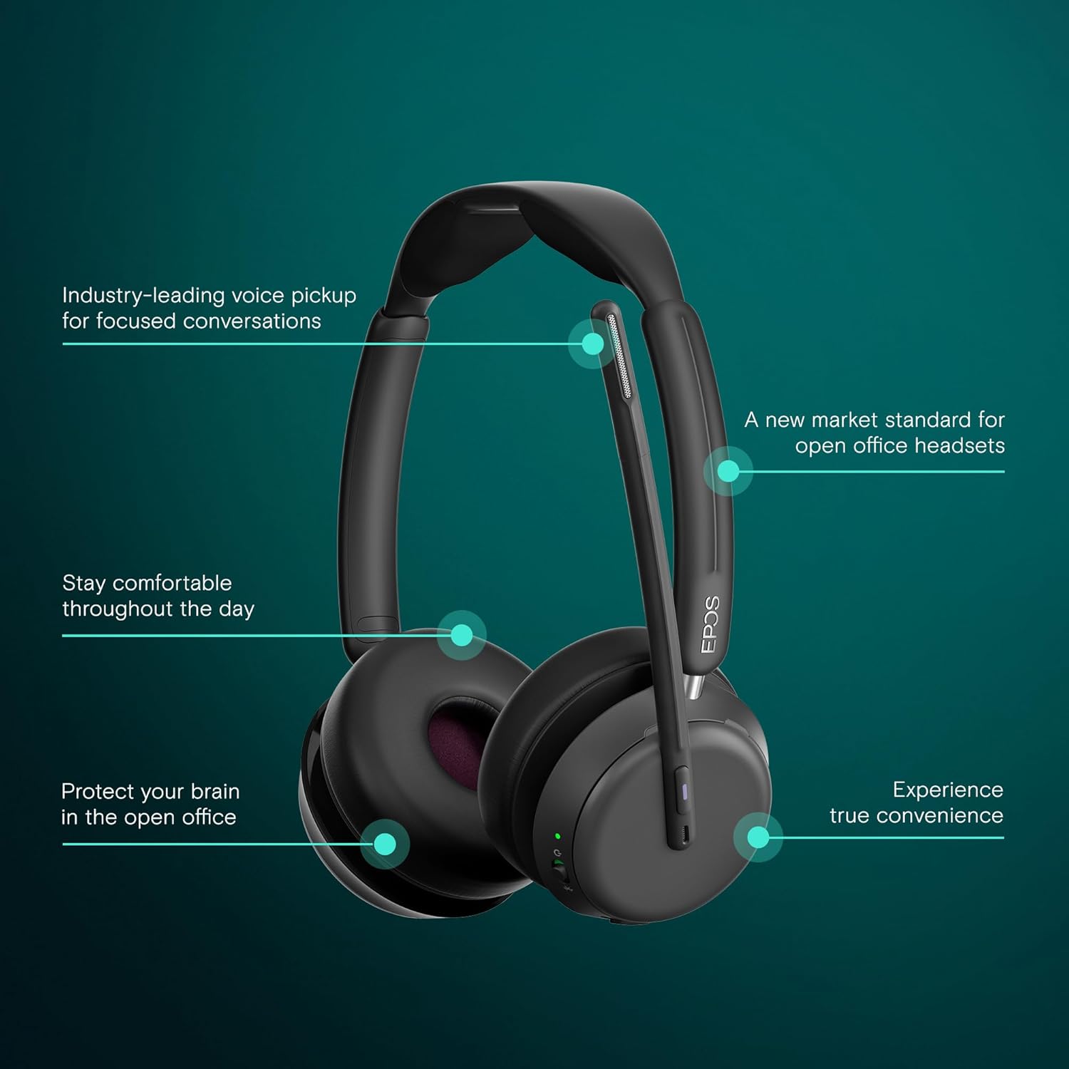 EPOS Impact 1061T - Enhanced Open Office Headset with Hybrid ANC  EPOS AI™ Microphone  and Multipoint Connectivity