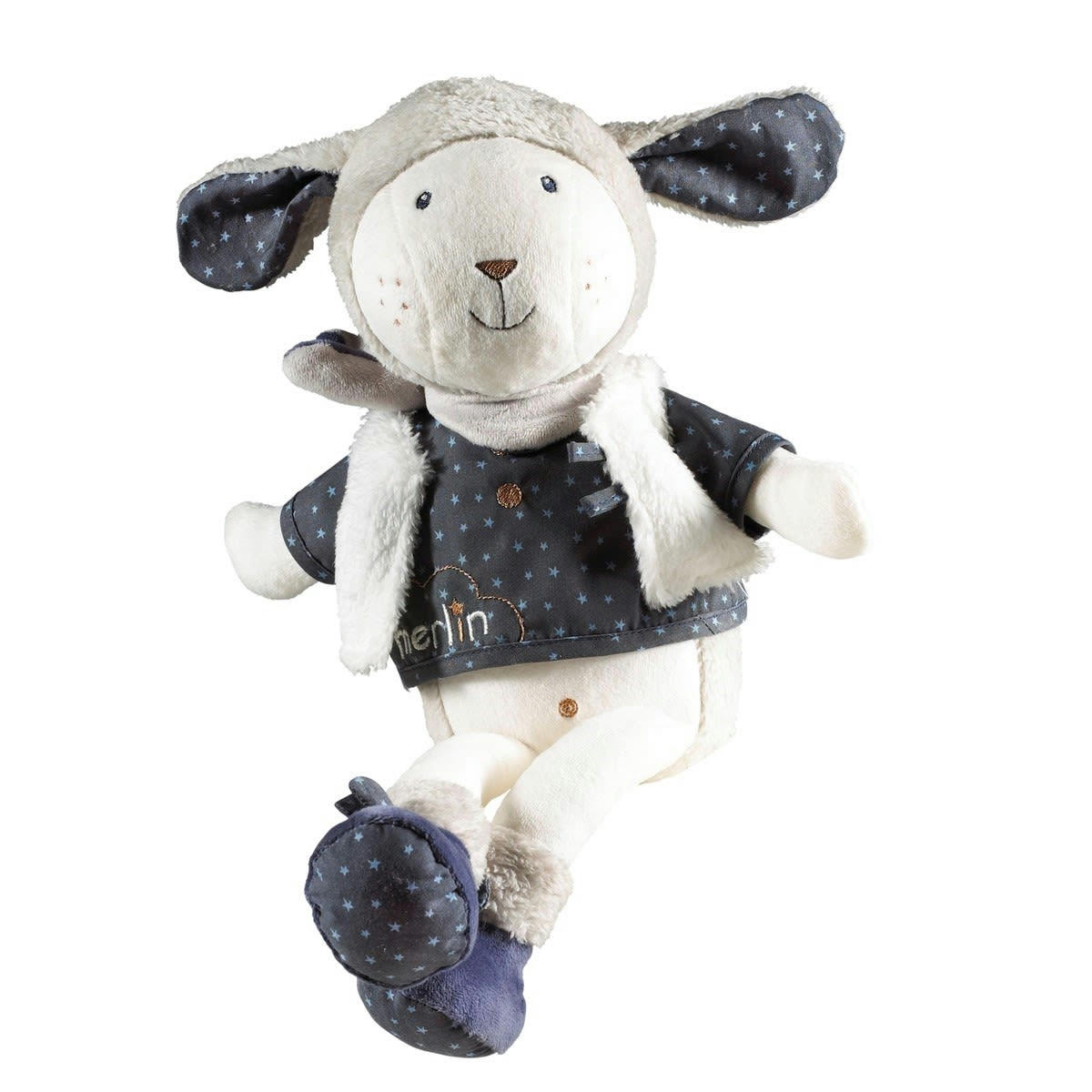 MERLIN - Doudou Mouton en velours blanc