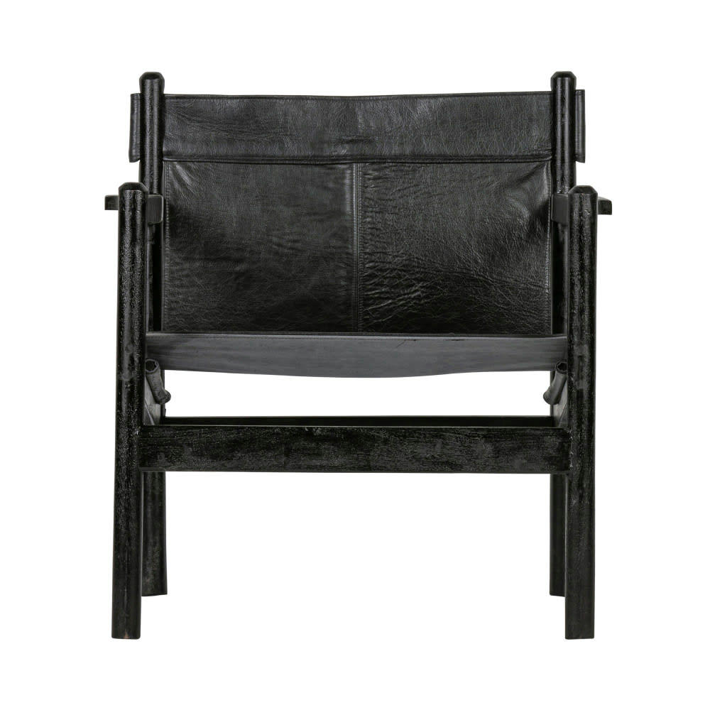 CHILL - Fauteuil en cuir et bois noir
