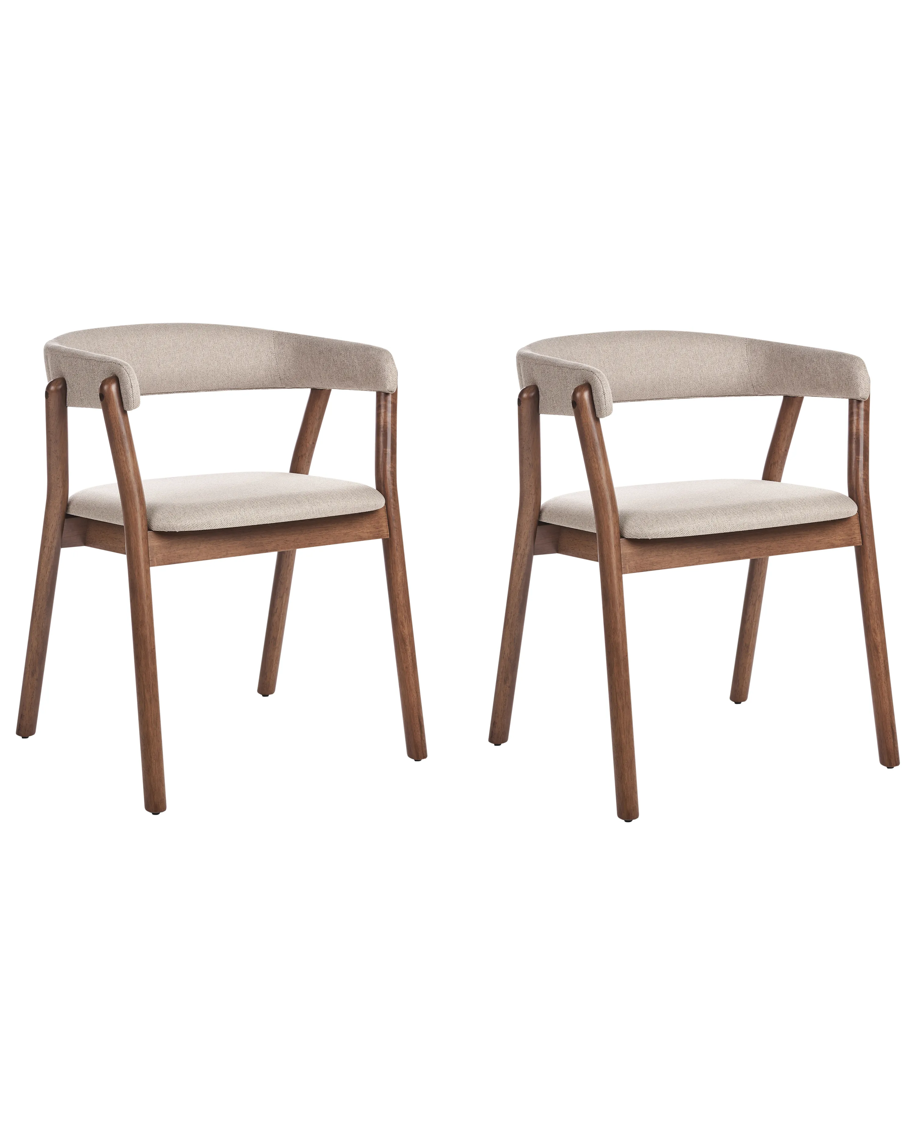 Set of 2 Dining Chairs MYLO Fabric Dark Brown/ Beige