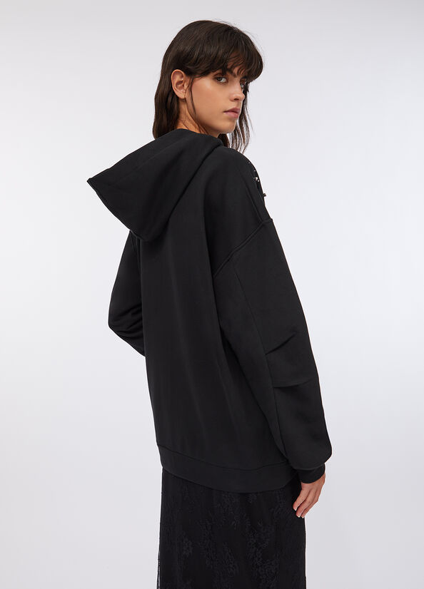 Felpa in cotone con strass