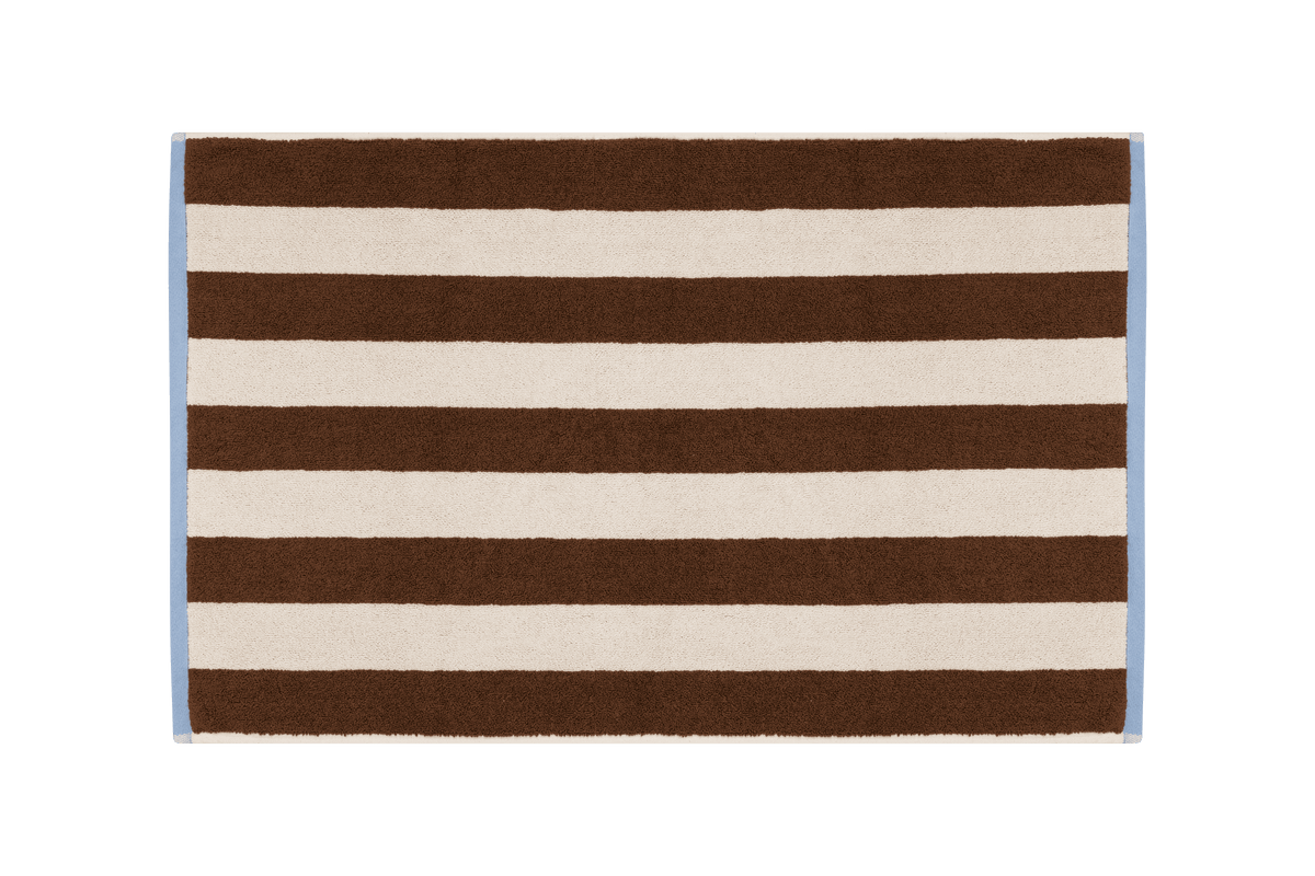 noo.ma Gobo Badmat Cocoa Brown - 80 x 50 cm, gestreept katoen
