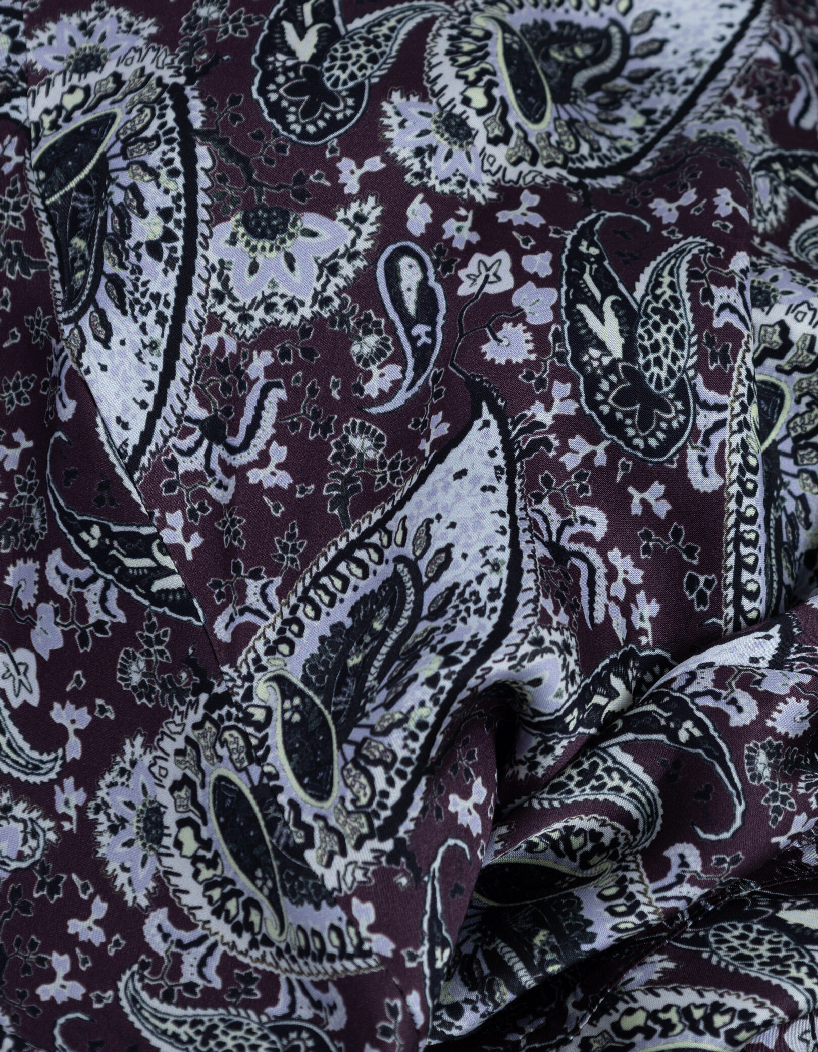 Chemise fluide bordeaux imprimé cachemire Femme