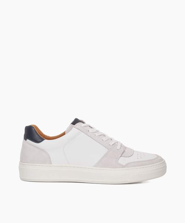 Tawly White - Wide Fit Leather Perforated Lace Up Trainers