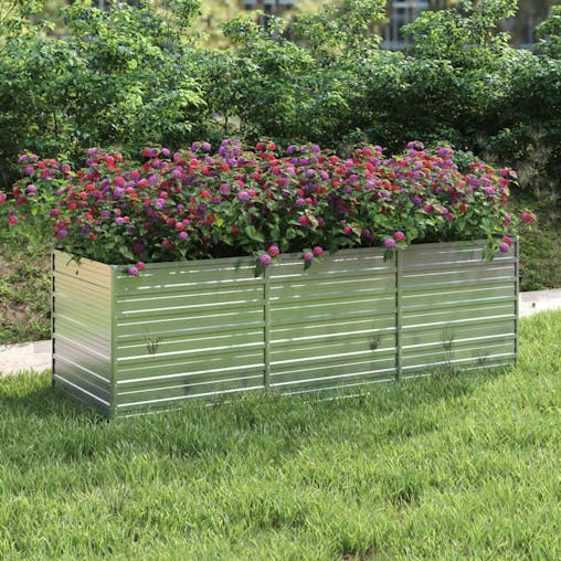 NNEVL Garden Raised Bed 240x80x77 cm Galvanized Steel Silver