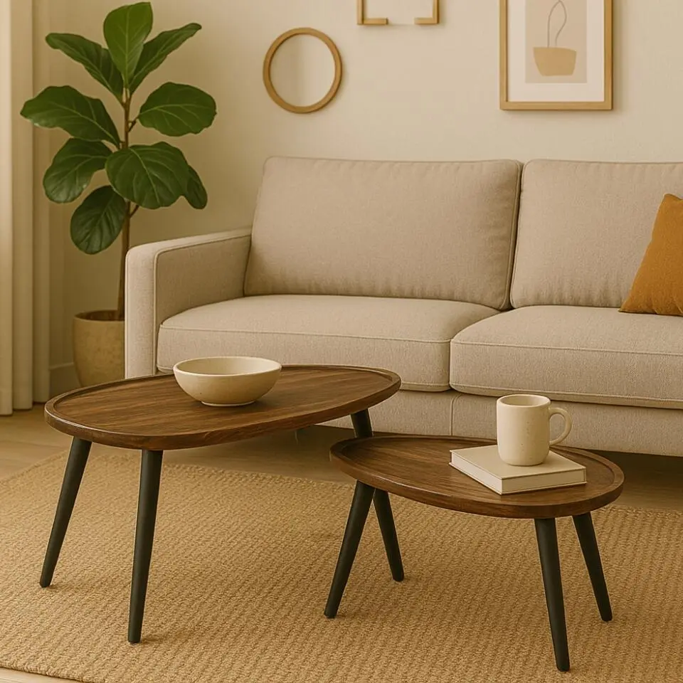 MISOU Bijzettafel Set van 2 - Bruin