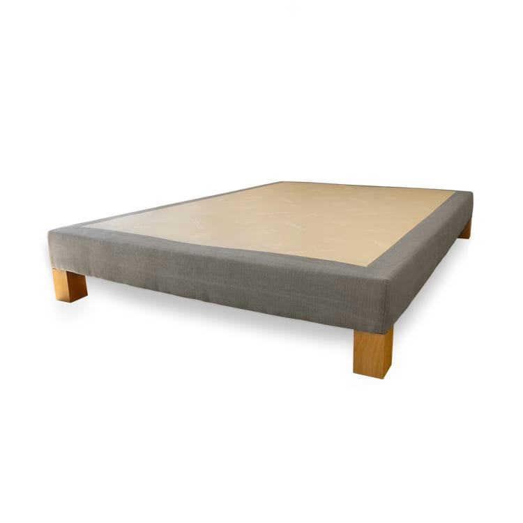 VINTAGE - Sommier déco vintage  gris cendré lin et coton bio 90x190