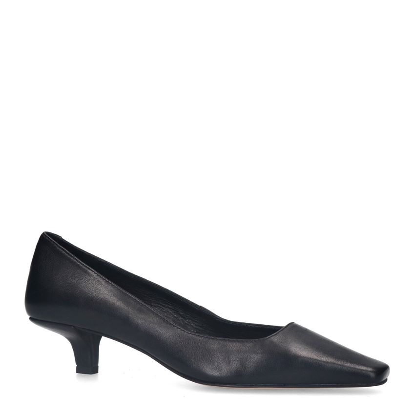 Manfield Zwarte leren pumps