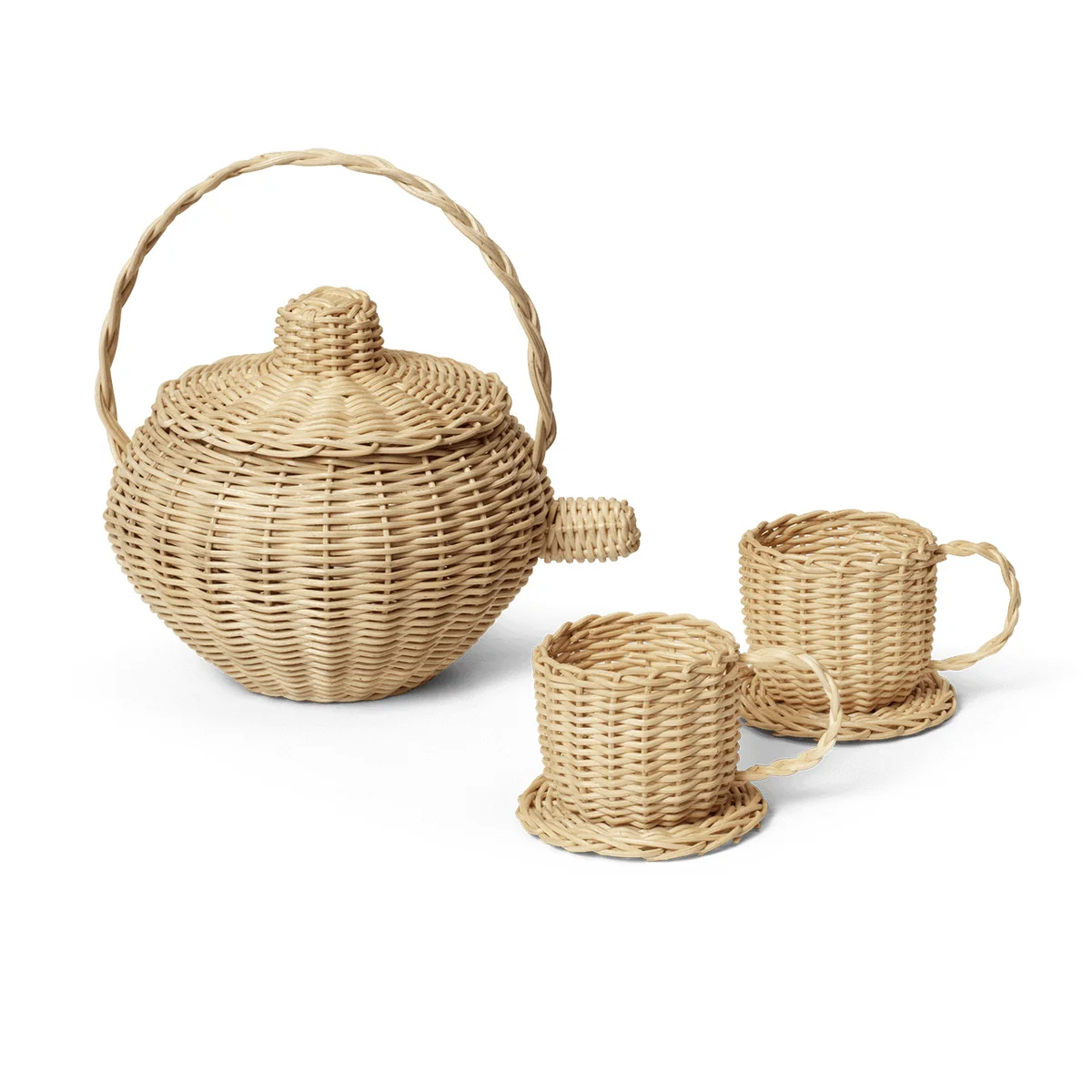 Ferm Living - Rattan Teeset, natur (3er-Set)