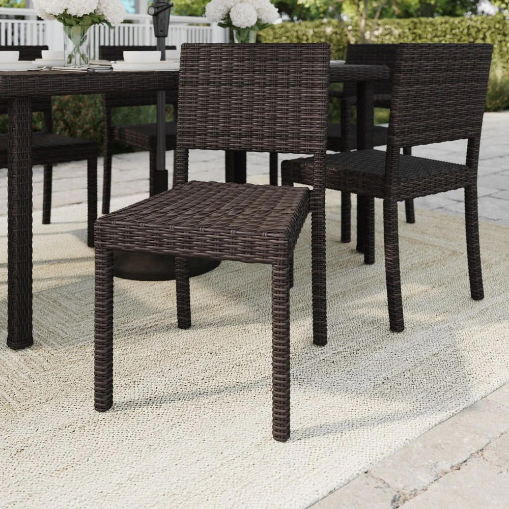 Martha Stewart 2PK Outdoor Rattan Wicker Stackable Side Dining Chairs - 18.5W x 21.75D x 33.5H