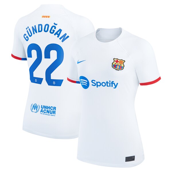 Ilkay Gündogan Barcelona Nike Women's 2023/24 Away Stadium Replica Player Jersey - White