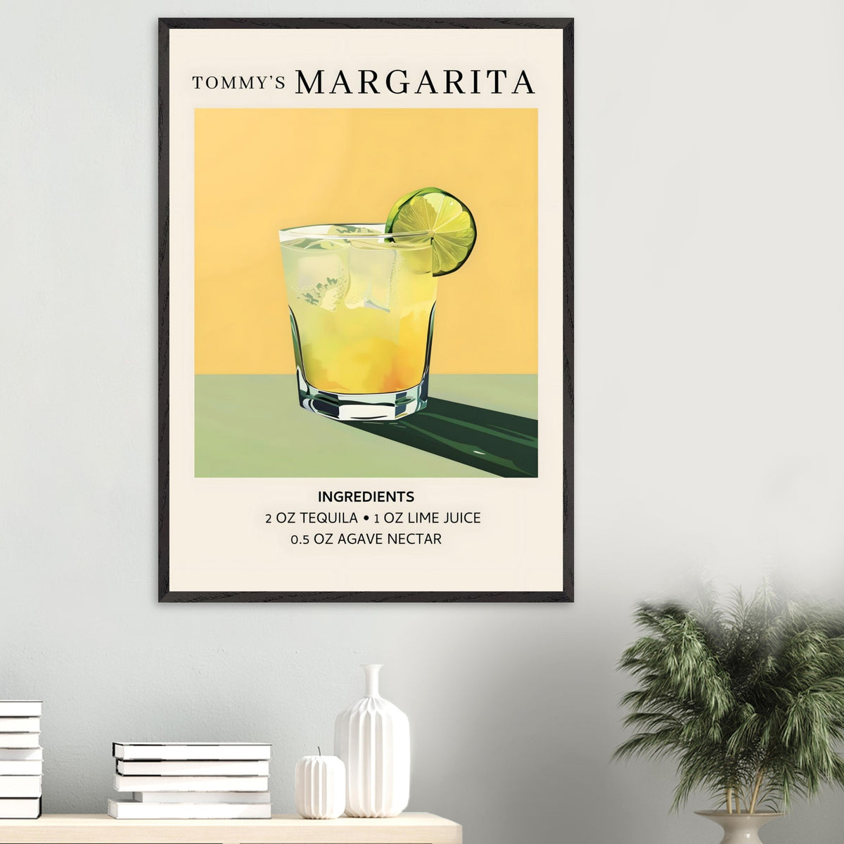 Artfulprints Poster Tommy's Margarita cocktail - Ingrediënten  - 70x100 cm - Geel