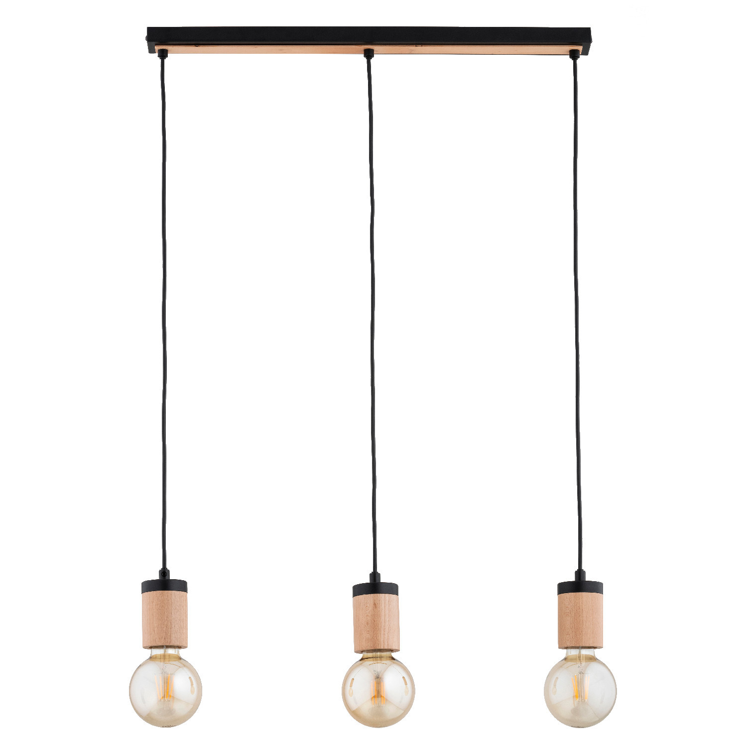 Lampa wisząca jasne drewno-czarna SAFARI 3xE27x15W wym: 90x64x6 cm Alfa