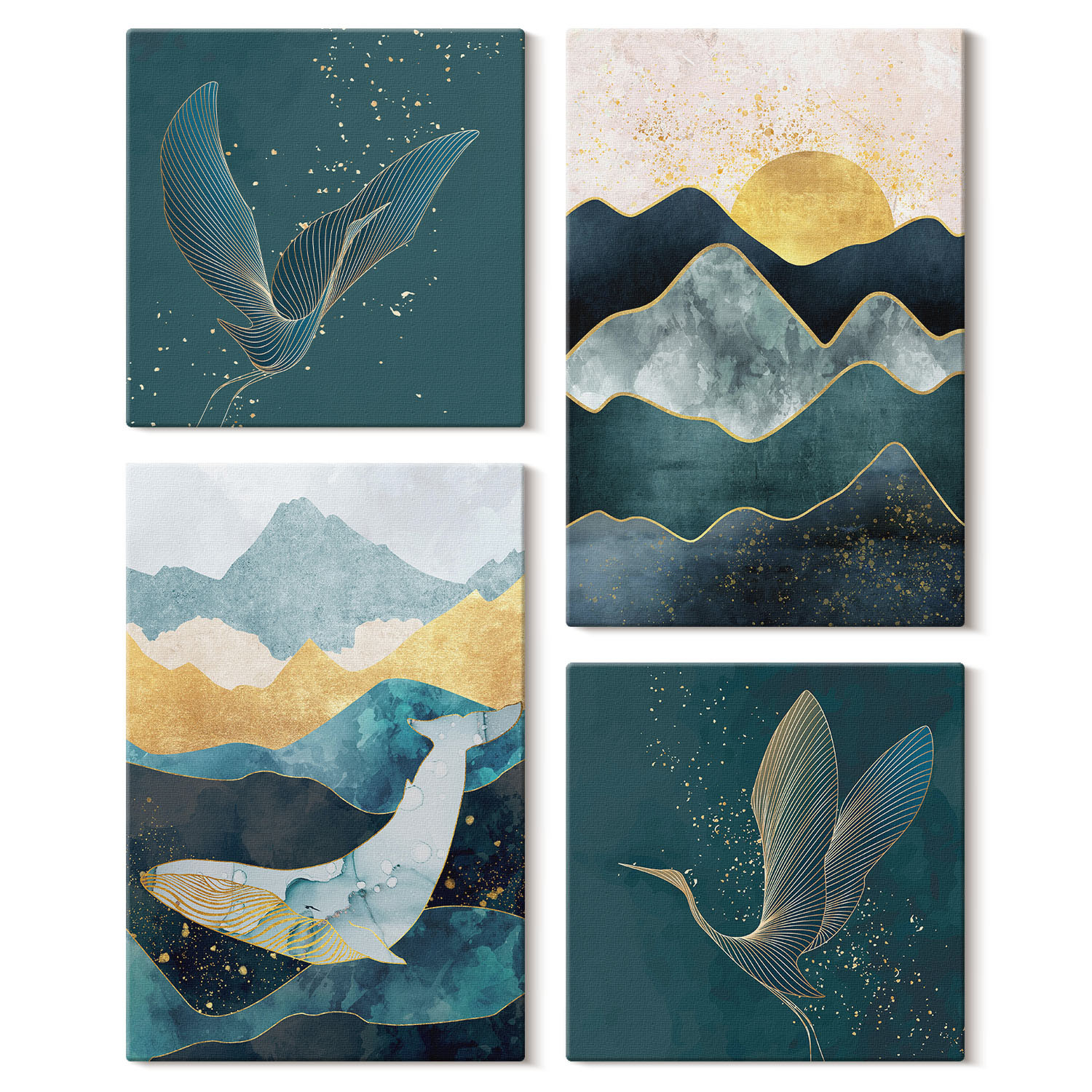 Obraz canvas 4 częściowy Góry żurawie |40x40, 40x60| Wallfluent
