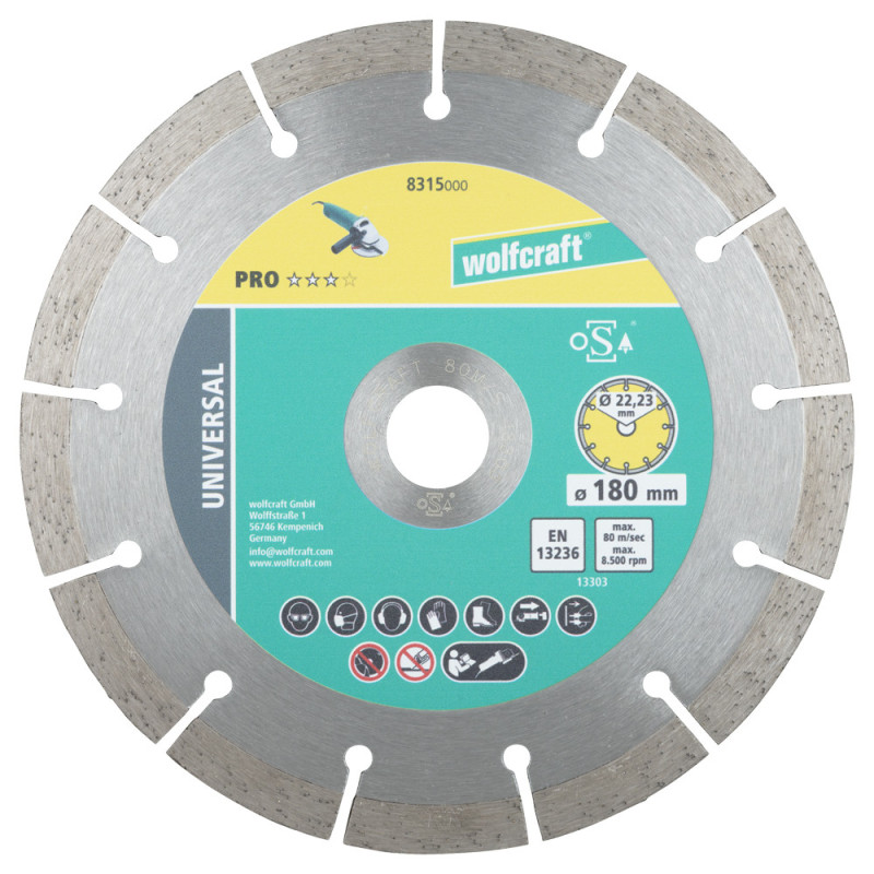Disque diamant segmenté Pro Universal Ø 180 mm WOLFCRAFT