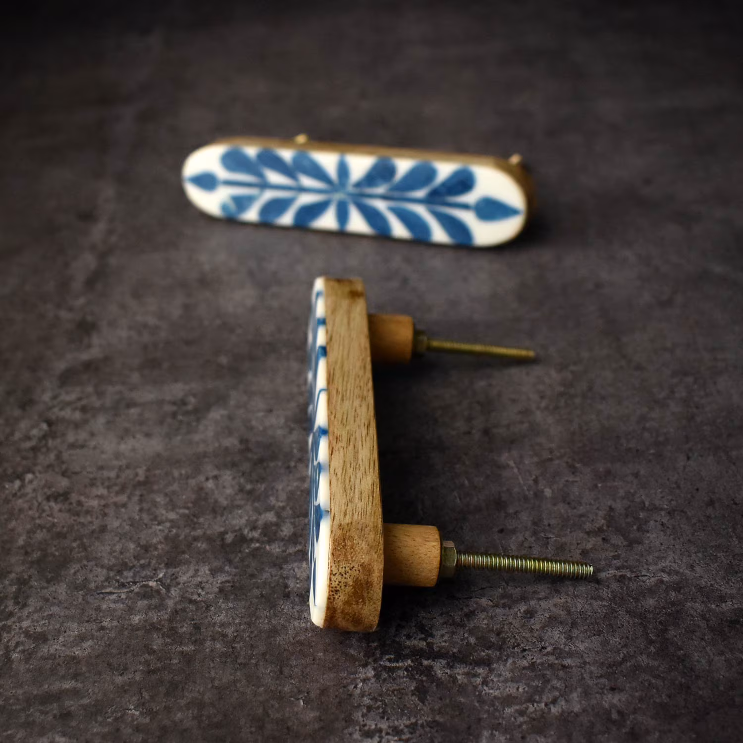 White and Blue Bone Inlay Cabinet Drawer Handle Wooden Door Handles Dresser Handle Bone Drawer Pull Kitchen Cabinet Handles and Pulls