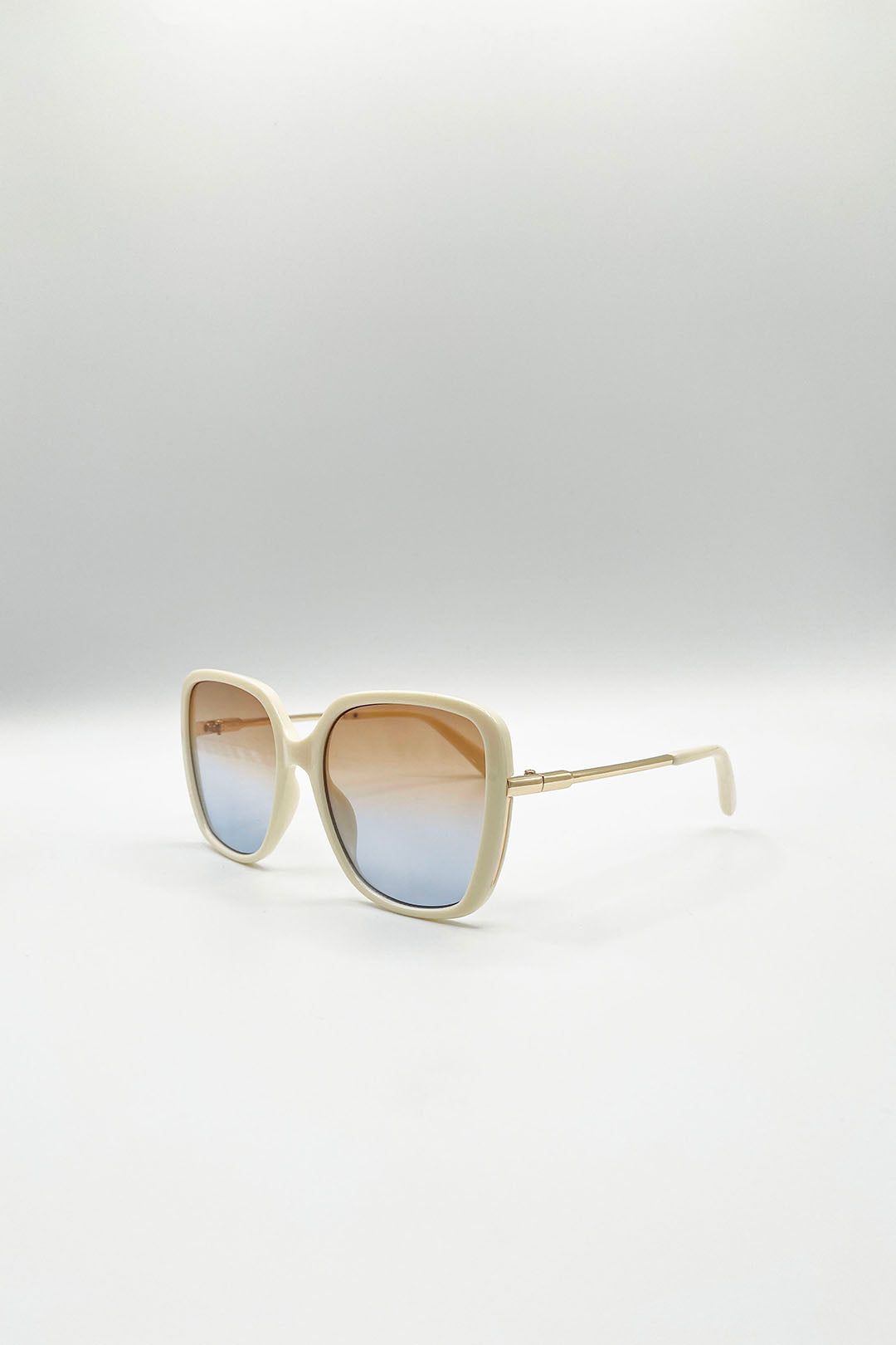 SVNX Oversized Square Sunglasses In Beige