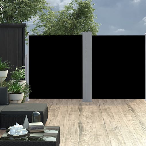 NNEVL Patio Retractable Double Side Awning 170x600 cm Black