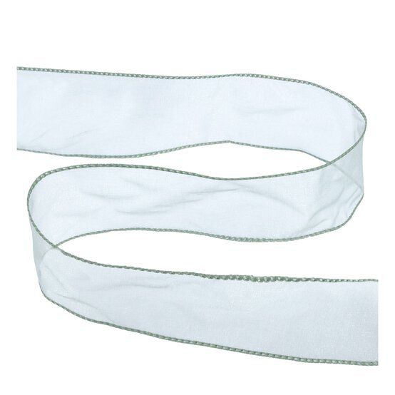 Pale Blue Wire Edge Organza Ribbon 63mm x 3m