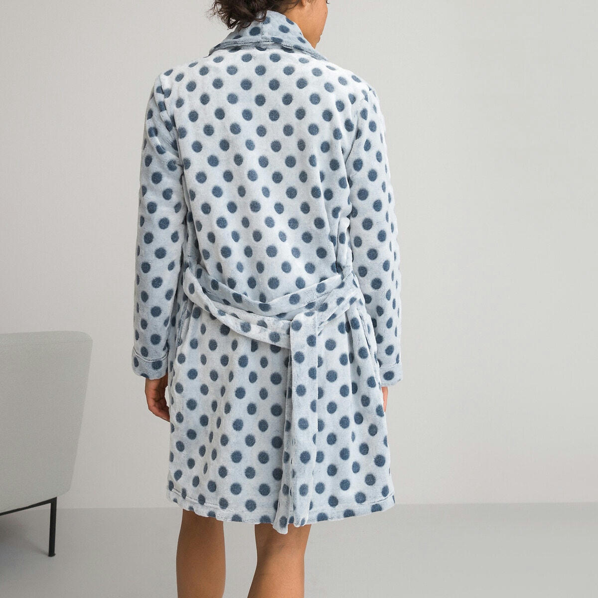 Robe de chambre, maille polaire embossé, à pois