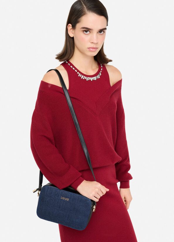 Borsa a tracolla media in denim
