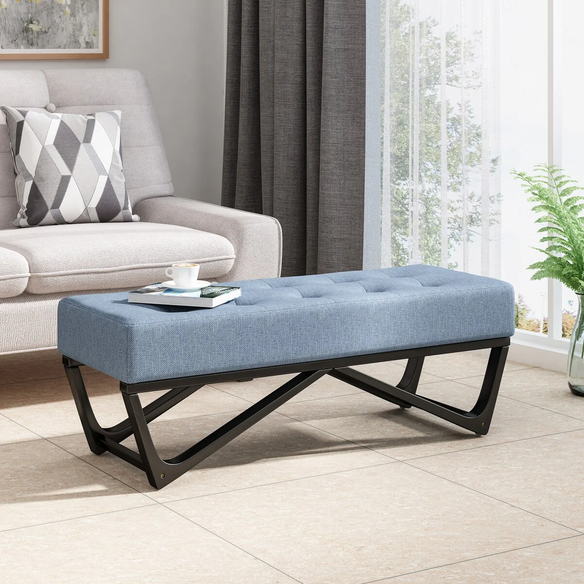 Modern Upholstered Bench for Bedside Living Room and Entryway