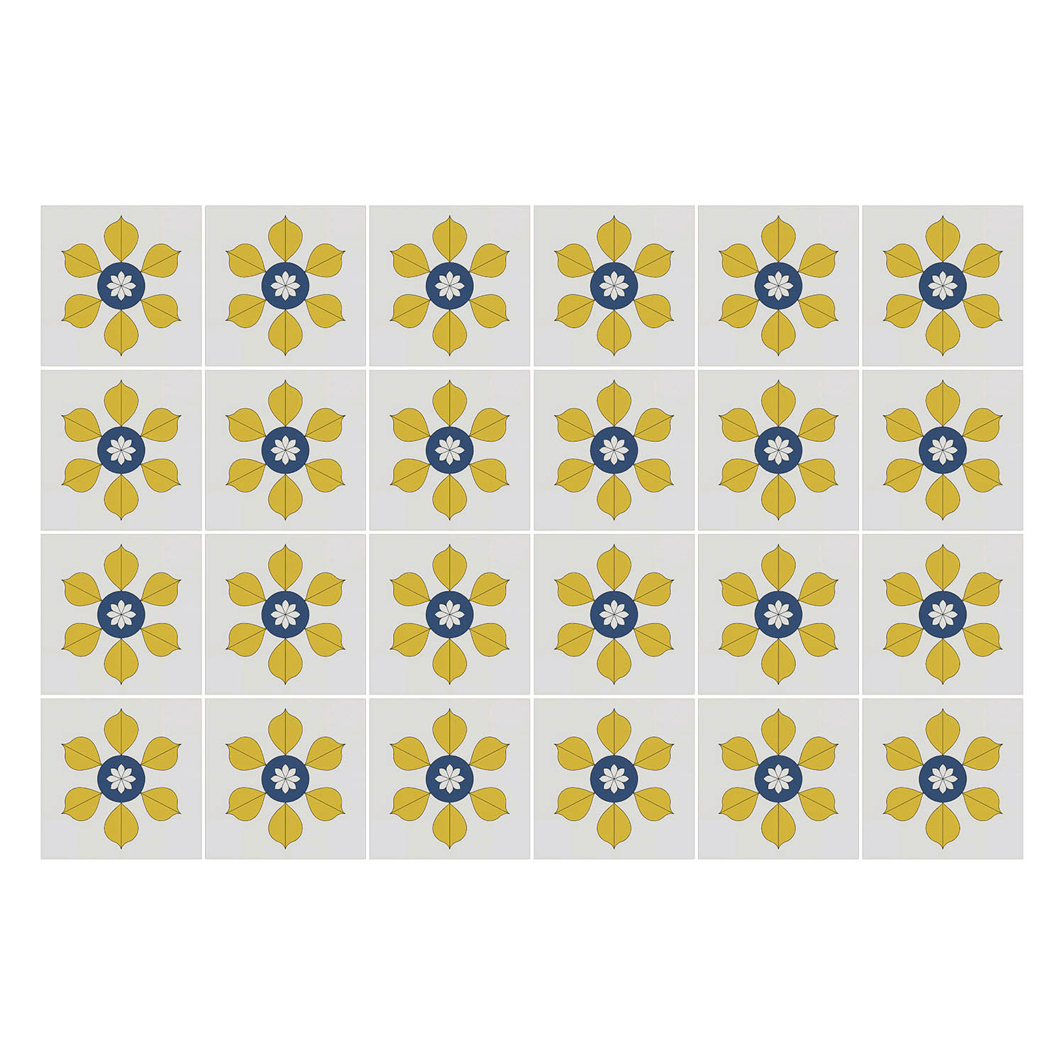 Naklejki na kafelki 10x10 cm Kwiatowe motywy w układzie 24 szt.