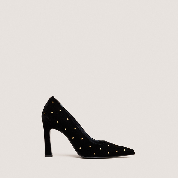 Escarpins à rivetsen velours noir | DANITA