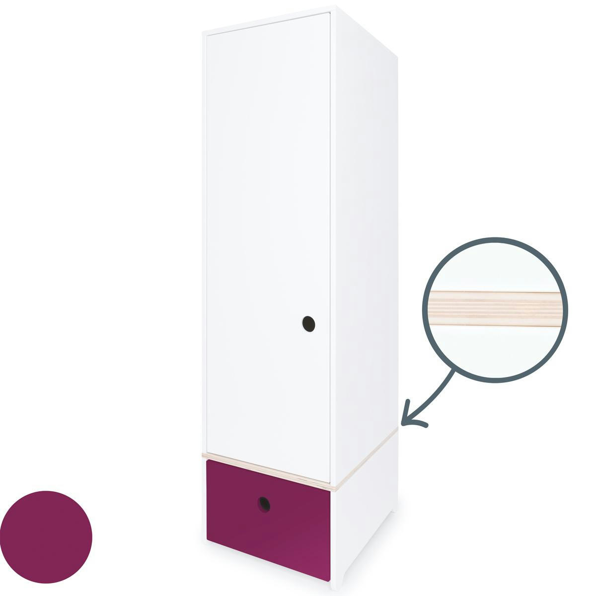 COLORFLEX - Armoire 1 porte façade tiroir prune