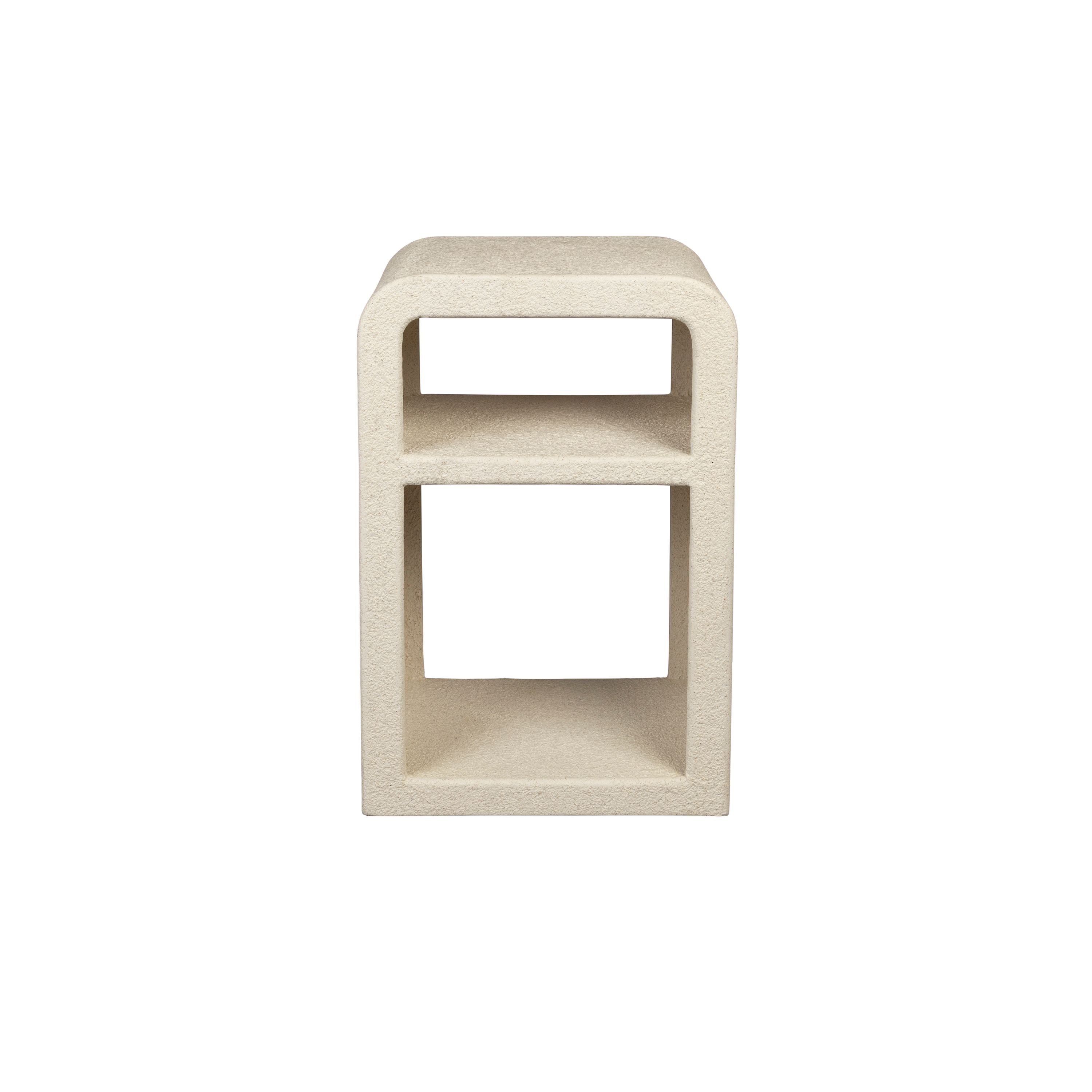 Dutchbone Veda Bijzettafel/ Nachtkastje Gerecycled Marmer Beige