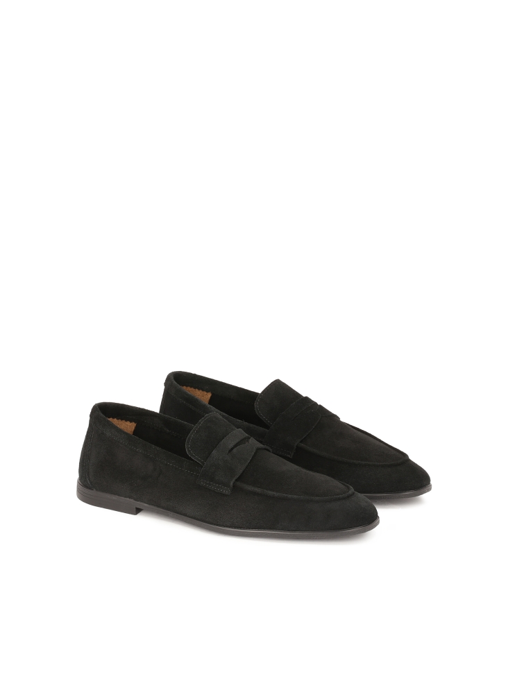 Comfortable black suede loafers