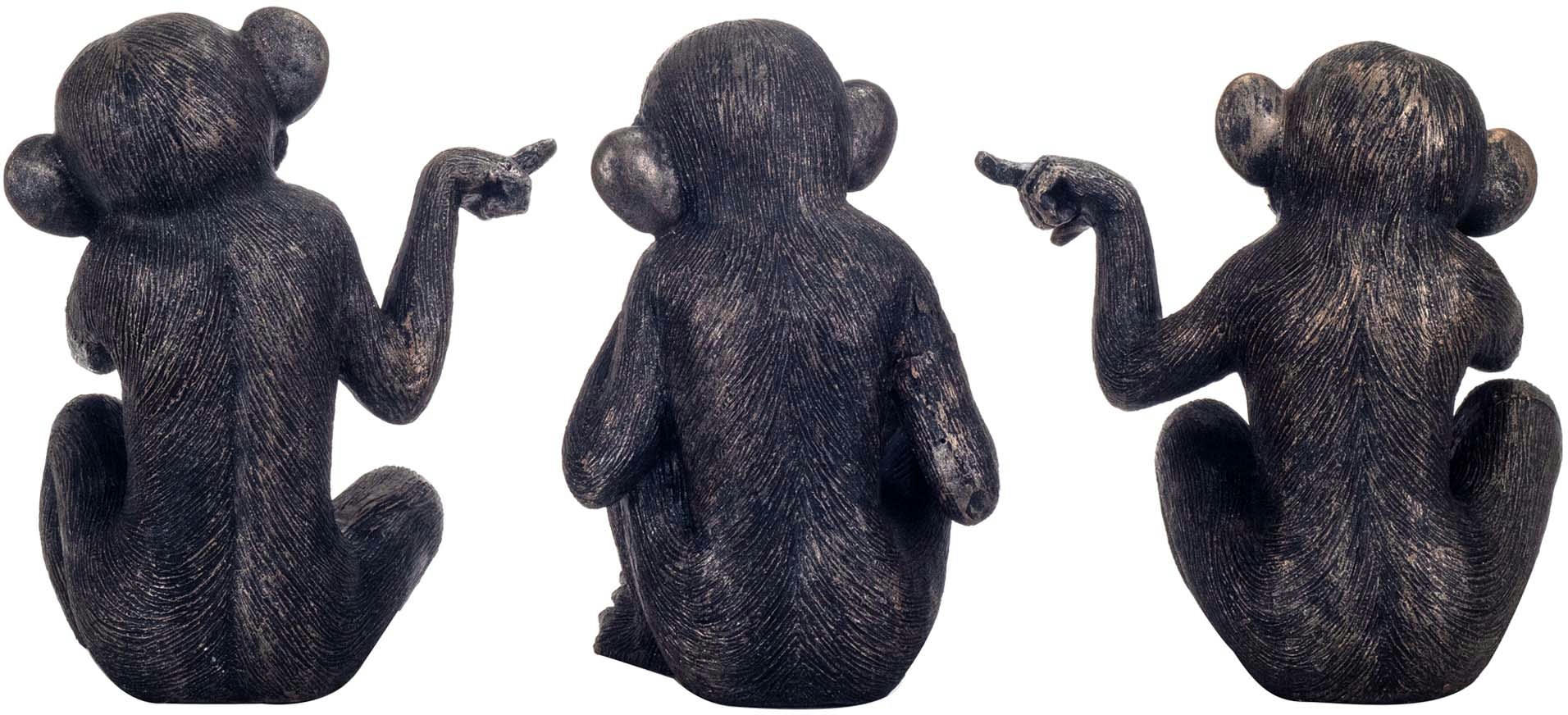 SINGES - Petites statuettes singes en résine - Lot de 3