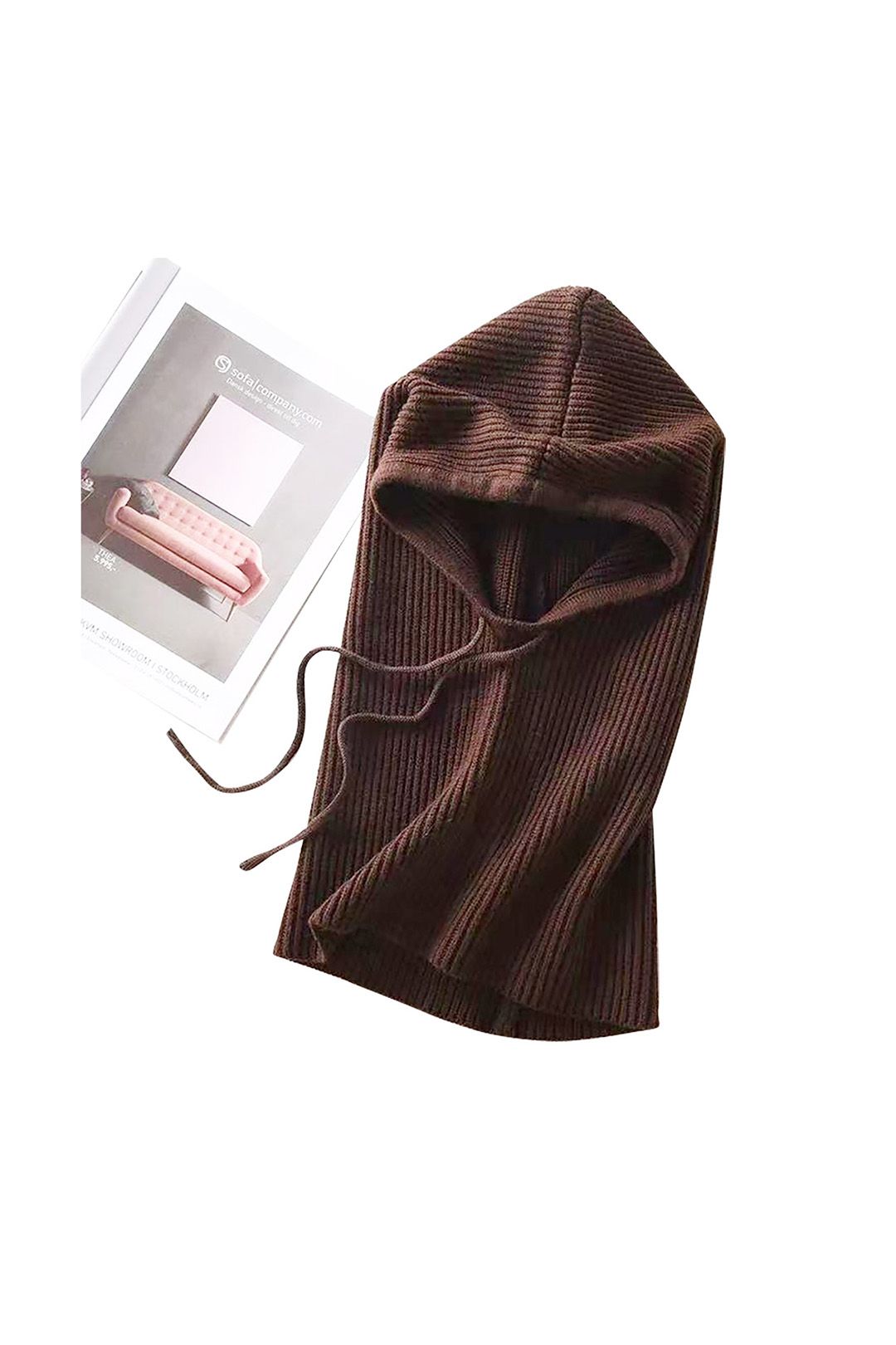 Vellin Soft Plain Knitted Balaclava Hood-2-in-1 Hat and Scarf