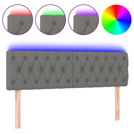 NNEVL LED Headboard Dark Grey 144x7x78/88 cm Fabric