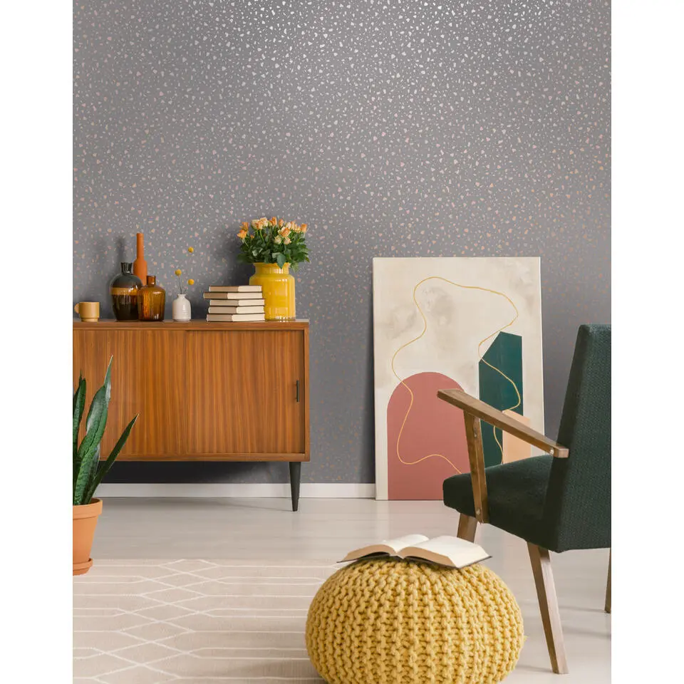 Dutch Wallcoverings - Indulgence Terrazzo grey/rose/gold -0,53x10,05m