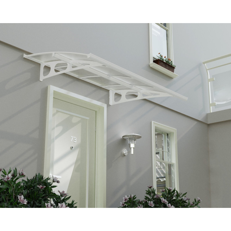Marquise de porte Bordeaux blanche 223,5 x 140 cm CANOPIA