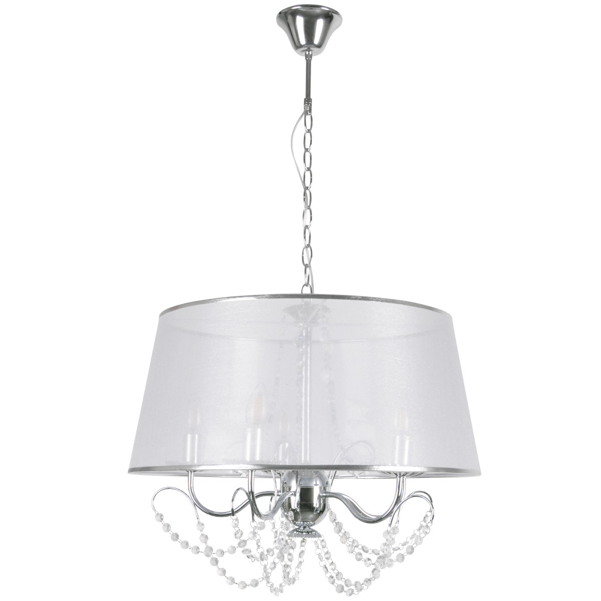 Lampa wisząca chromowana biała ABBAZIA5xE14x12W wym: 105x56x56 cm Polux