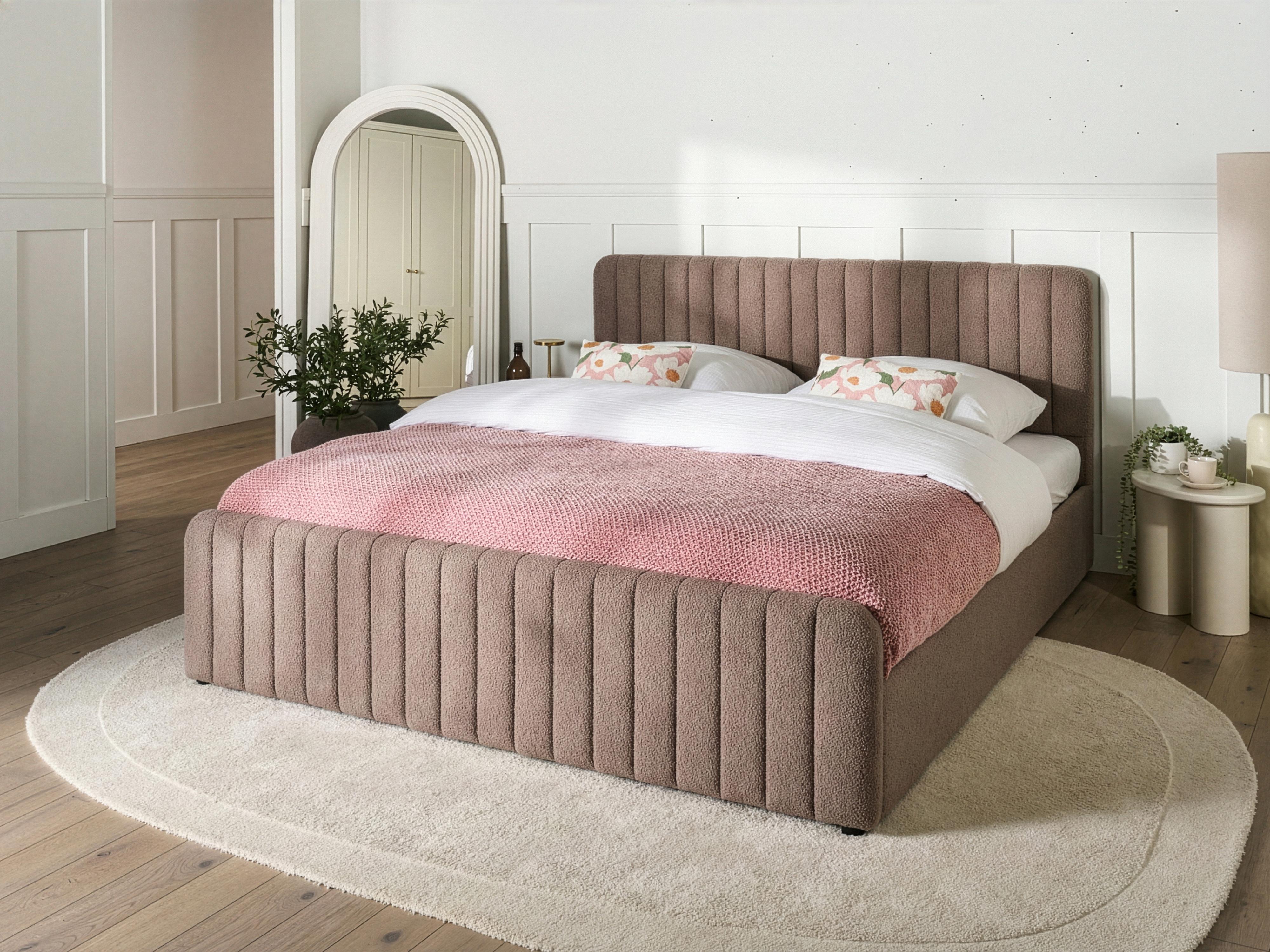Ottoman Bed Boucle LUNAN 180 x 200 cm (EU Super King) Taupe