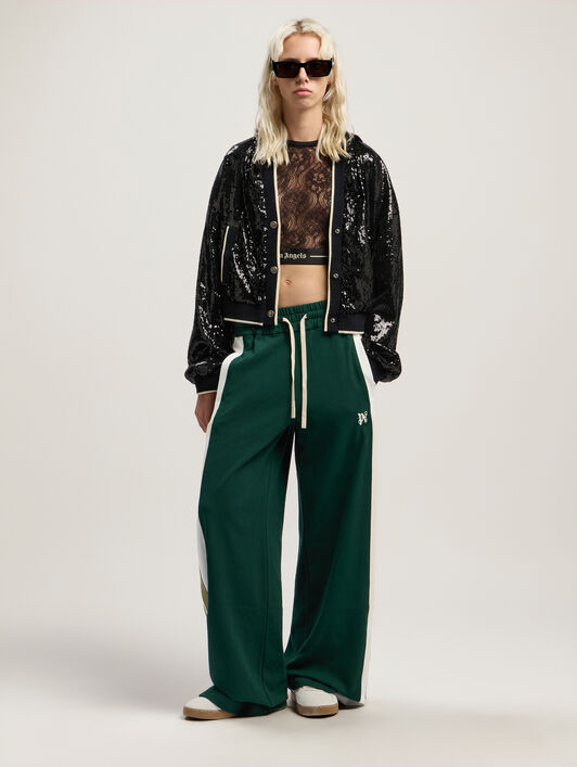 Curved Logo Sequin Crop Jacket