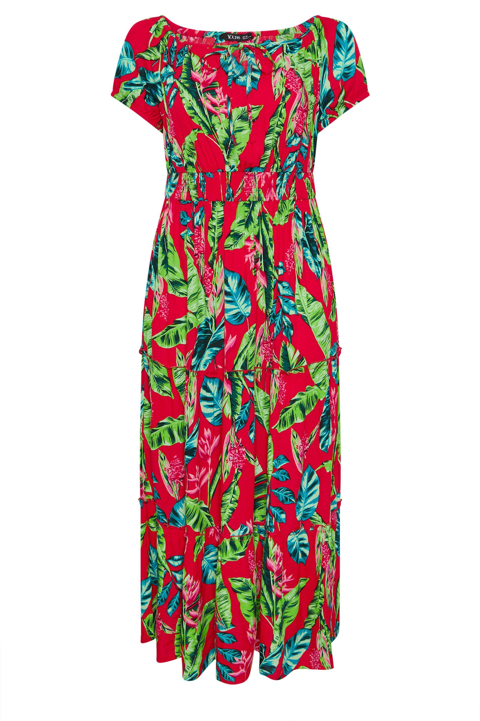 Yours Tropical Tie Neck Maxi Dress