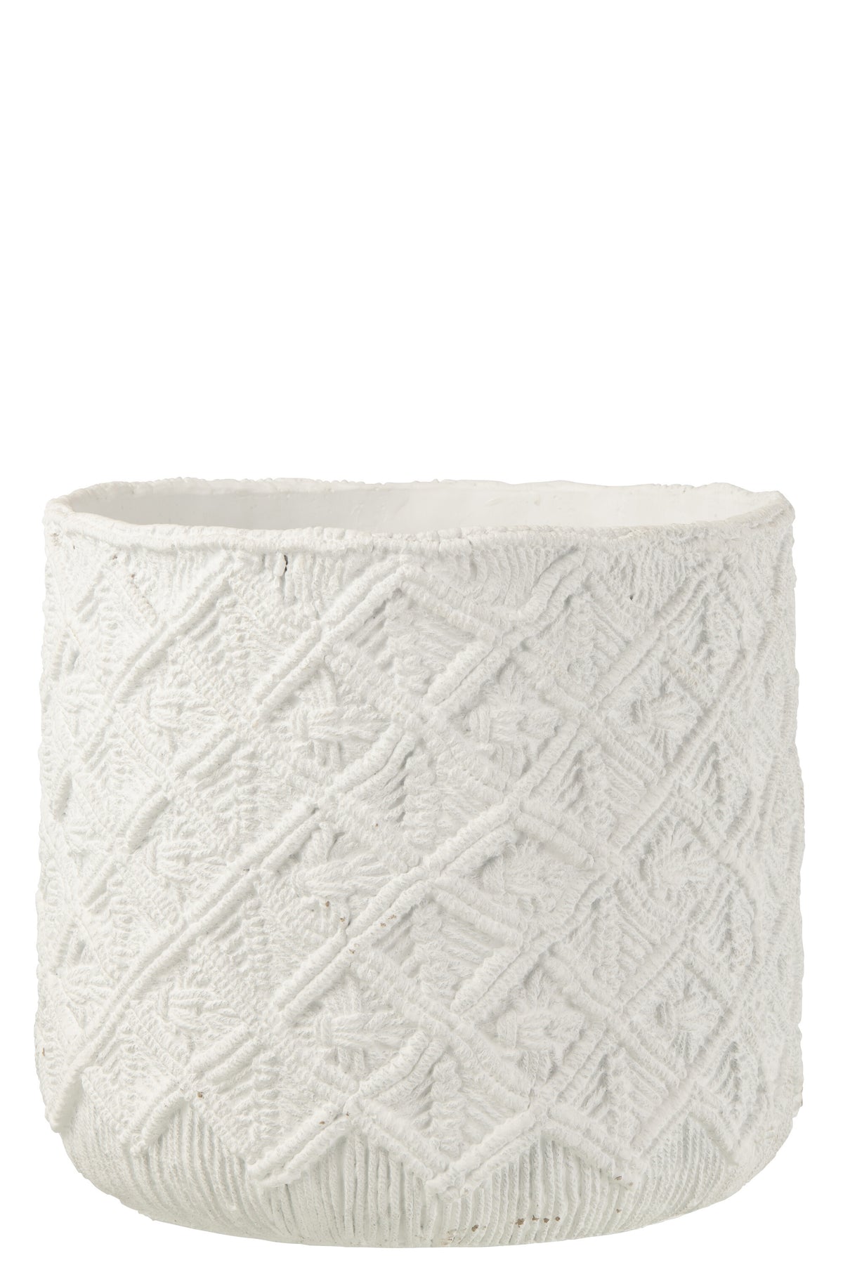 J-Line bloempot Geruit - cement - wit - large - Ø 33 cm