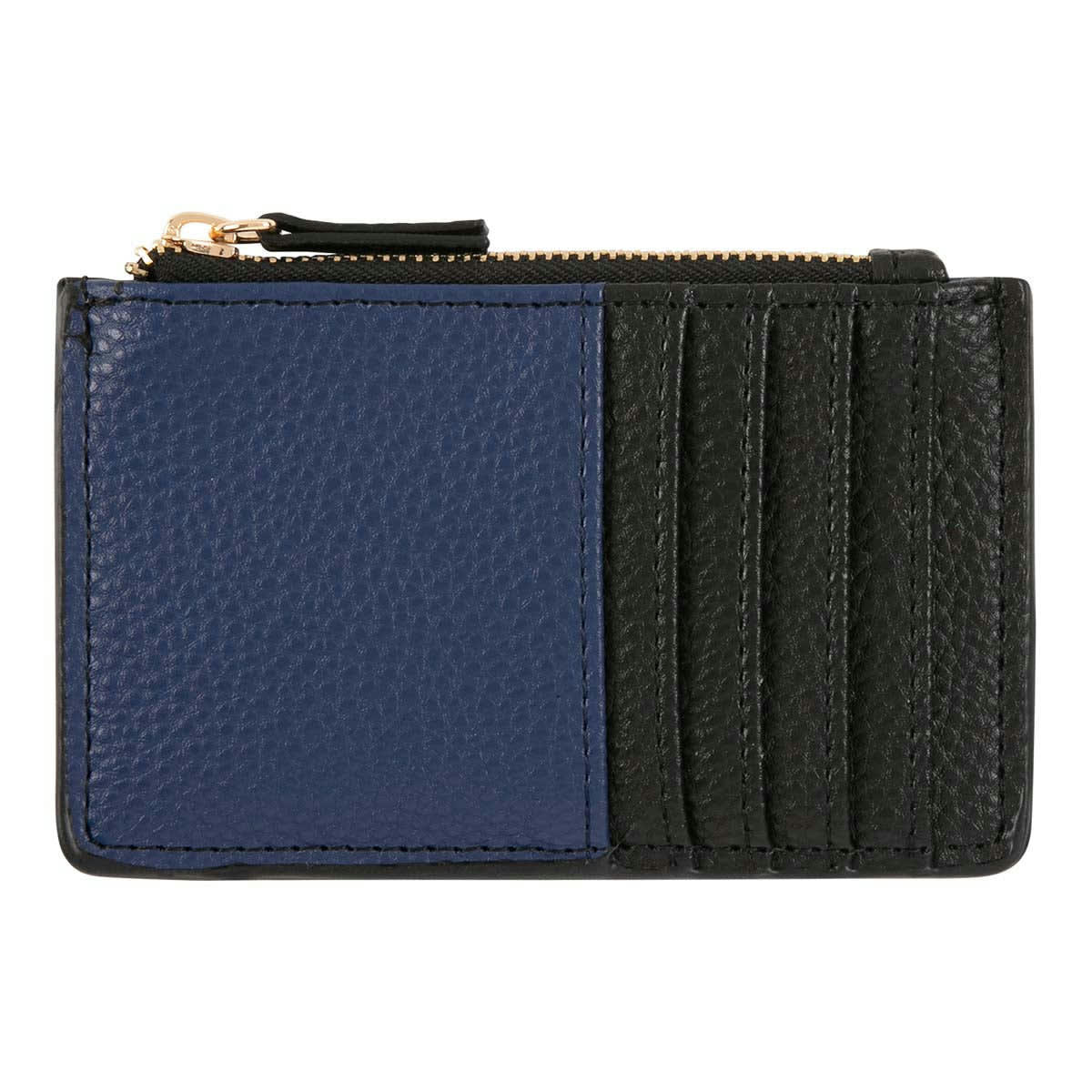 - Porte-cartes Zippé - Bleu Marine Et Noir